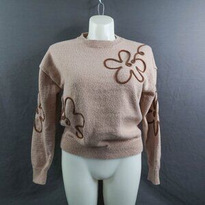 Womens Sweater Large Tan Brown Retro Y2K Preppy Cozy Minimalist Soft Heavy